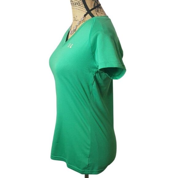 Under Armour Womens V-Neck Tee XS Green Performance Athletic Sporty Athleisure - Picture 4 of 5